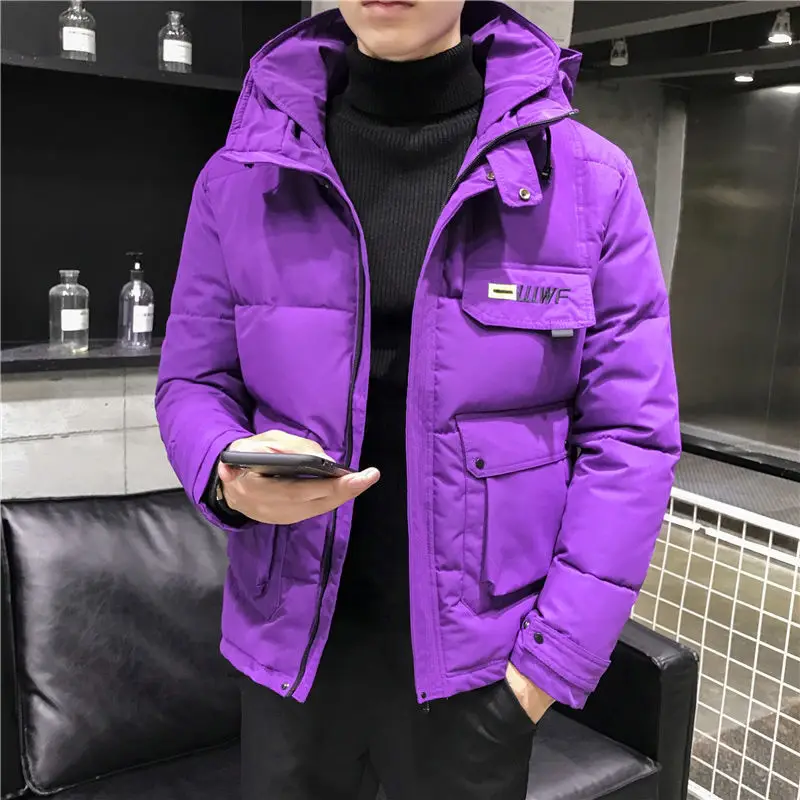 New Hooded Outerwear Men's Clothing Down Cotton Padded Jacket Solid Color 5 colors Thicken And Warm hooded Outwear Coat Size 5XL