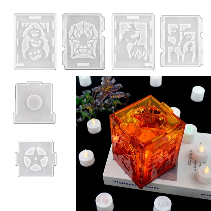 

1 Set Halloween Lantern Epoxy Resin Mold Hanging Lamp Light Ornaments Silicone Mould DIY Crafts Jewelry Home Decorations Casting