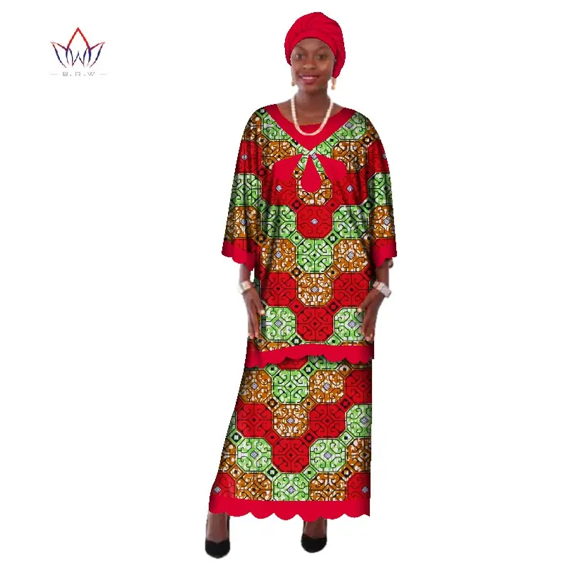 Women's African Dresses Dashiki Ankara Sundress Elegant Multiple Wear Batik Traditional African Clothing 2 pcs ladies suit WY155