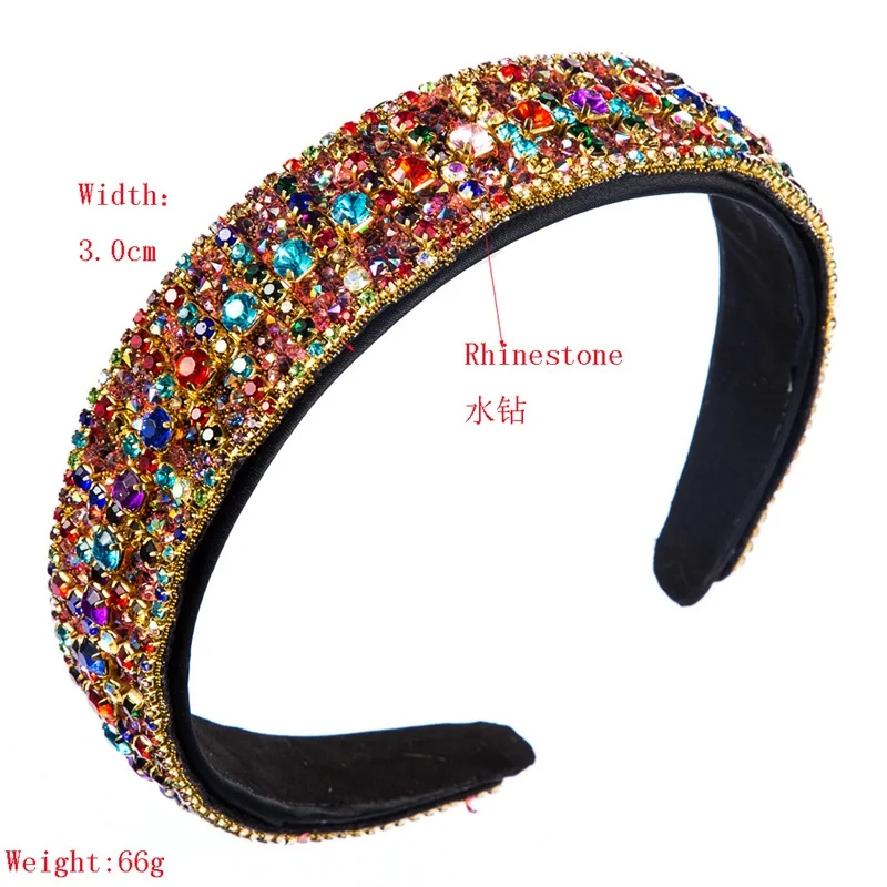 

DUOJIAOYAN New Baroque rhinestone headband Color hair band wide-brimmed hair accessories Women flash Luxurious headdress