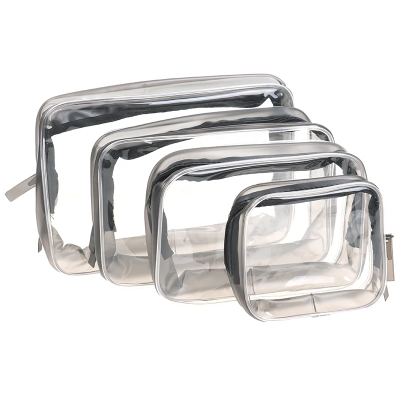 

4Sizes Multifunctional Transparent Cosmetic Storage Bag Dual Zipper Makeup Pouch Waterproof Clear Toiletry Organizer