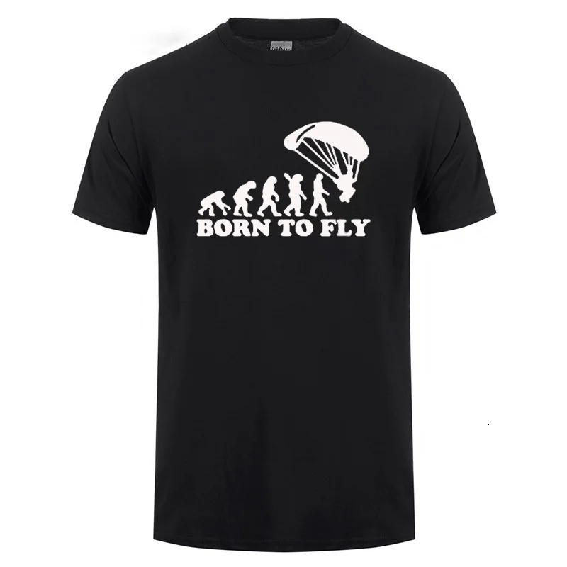 

Midnite Star Born To Fly Evolution Of Paragliding Paragliders Gifts T-Shirt For Men And Women Summer Short Sleeve Cotton Tshirt