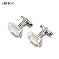 lepton luxury shell cufflinks for mens shirt brand cuff bottons high quality square wedding cufflinks fashion gift men jewelry