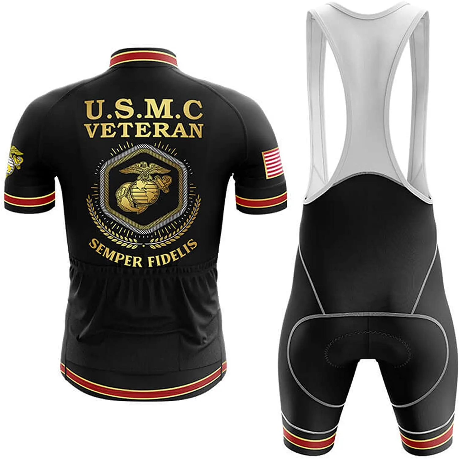 

U.S Marine Corps Cycling Jerseys Bib Sets Short Sleeve 2021 Men MTB Road Biking Clothes Quick Dry Jacket,Breathable Black Suit