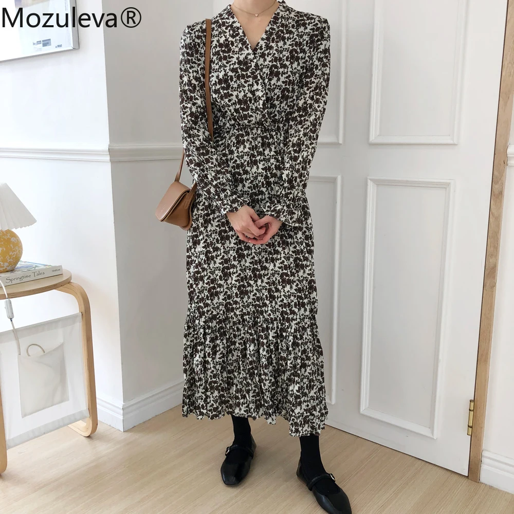 Женское платье с принтом Mozuleva свободное винтажное ТРАПЕЦИЕВИДНОЕ ПЛАТЬЕ в