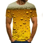 Футболка мужская с коротким рукавом, тонкий топ с забавным 3D принтом желтого пива, Летняя Повседневная Удобная дышащая футболка, Лидер продаж