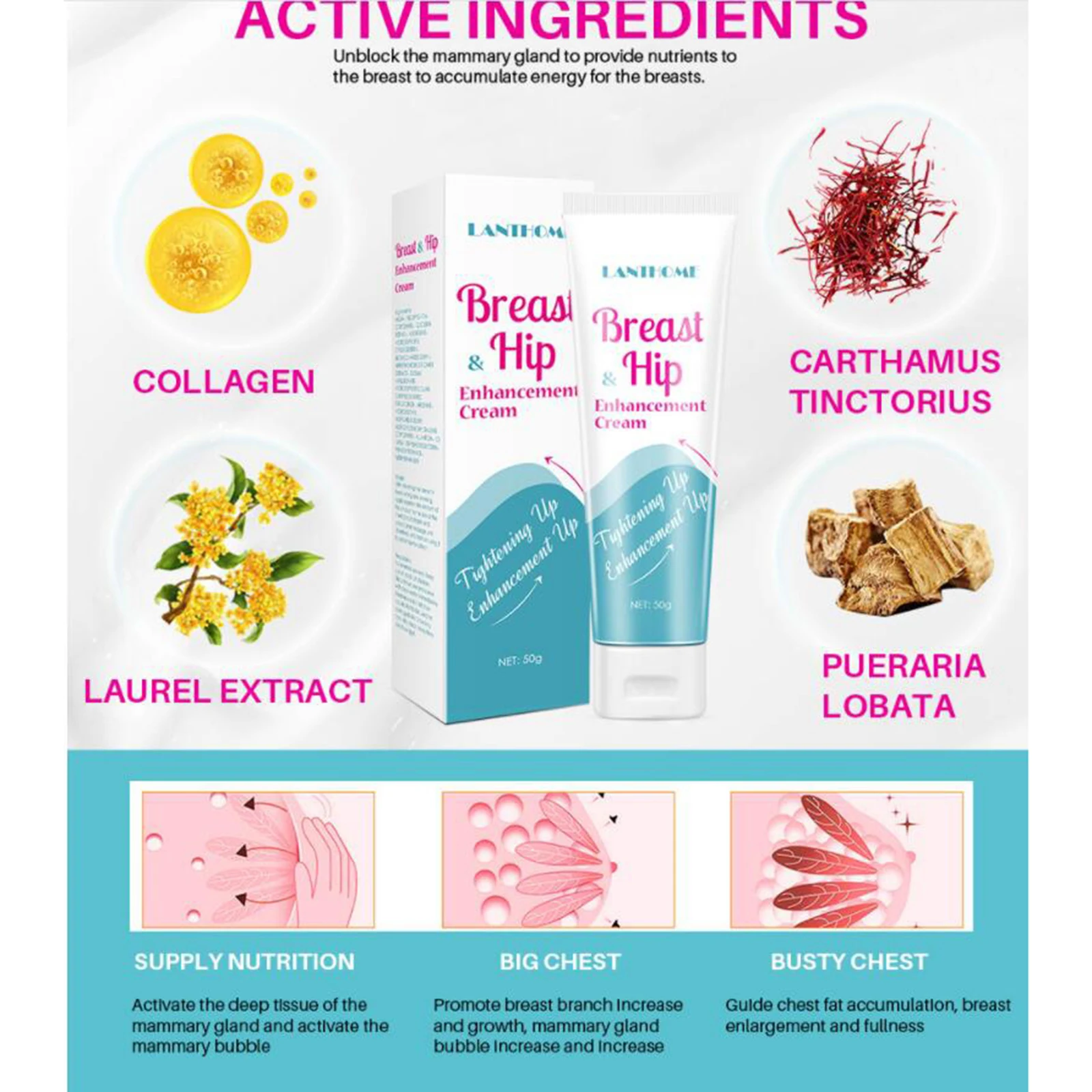 

Upgrade Breast Enhancement Cream Plumping Massage Breast Natural Extract 50g