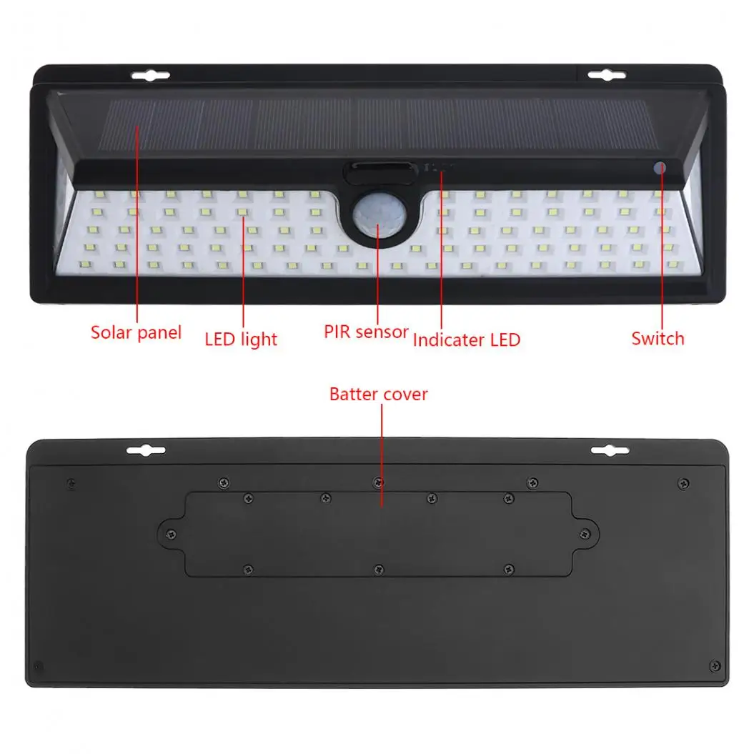 

Outdoor Waterproof 90 LED White Solar Power PIR Motion Sensor Wall Light 3 Different Lighting Modes for Garden/Pathway/Yard