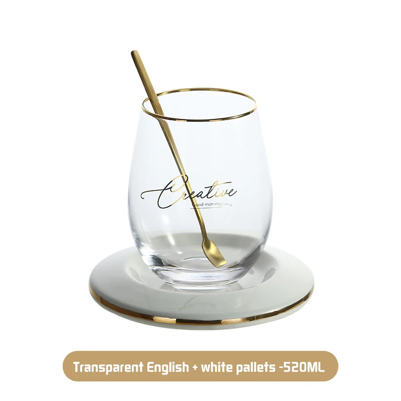 transparent CUP-01 Кофейная кружка Dazzle с золотым краем, круглая горлышко, чашка с поддоном, изолированный стакан для путешествий, вина, чая, шампанского, виски, питьевые очки - Цвет: transparent CUP-01