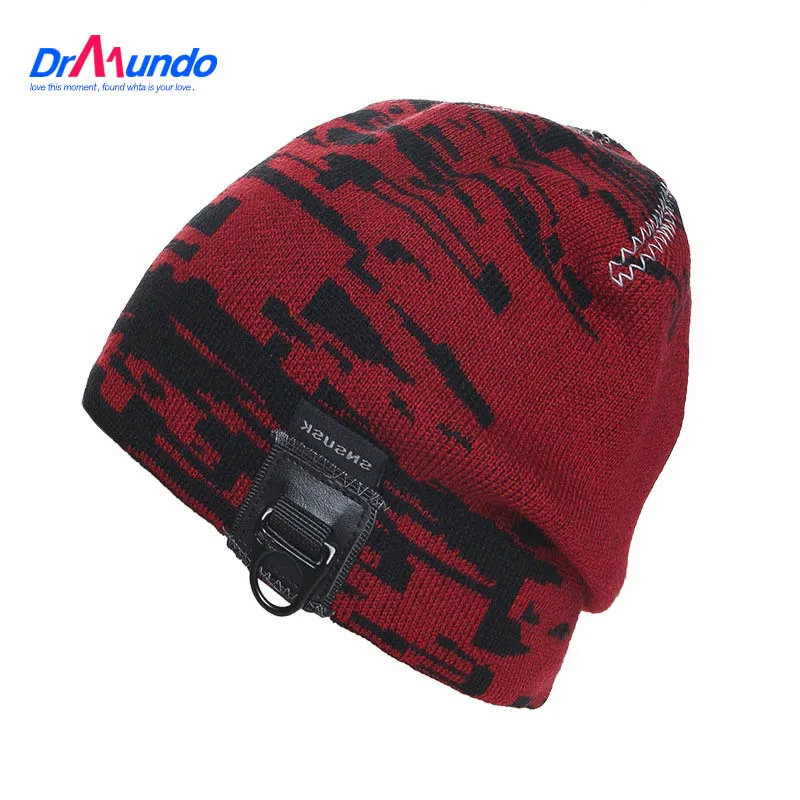 

Winter Wool Knitted Hats Stripes Basketball Gorros Extreme Sports Beanies Hip-Hop Skullies For Men hiking cap
