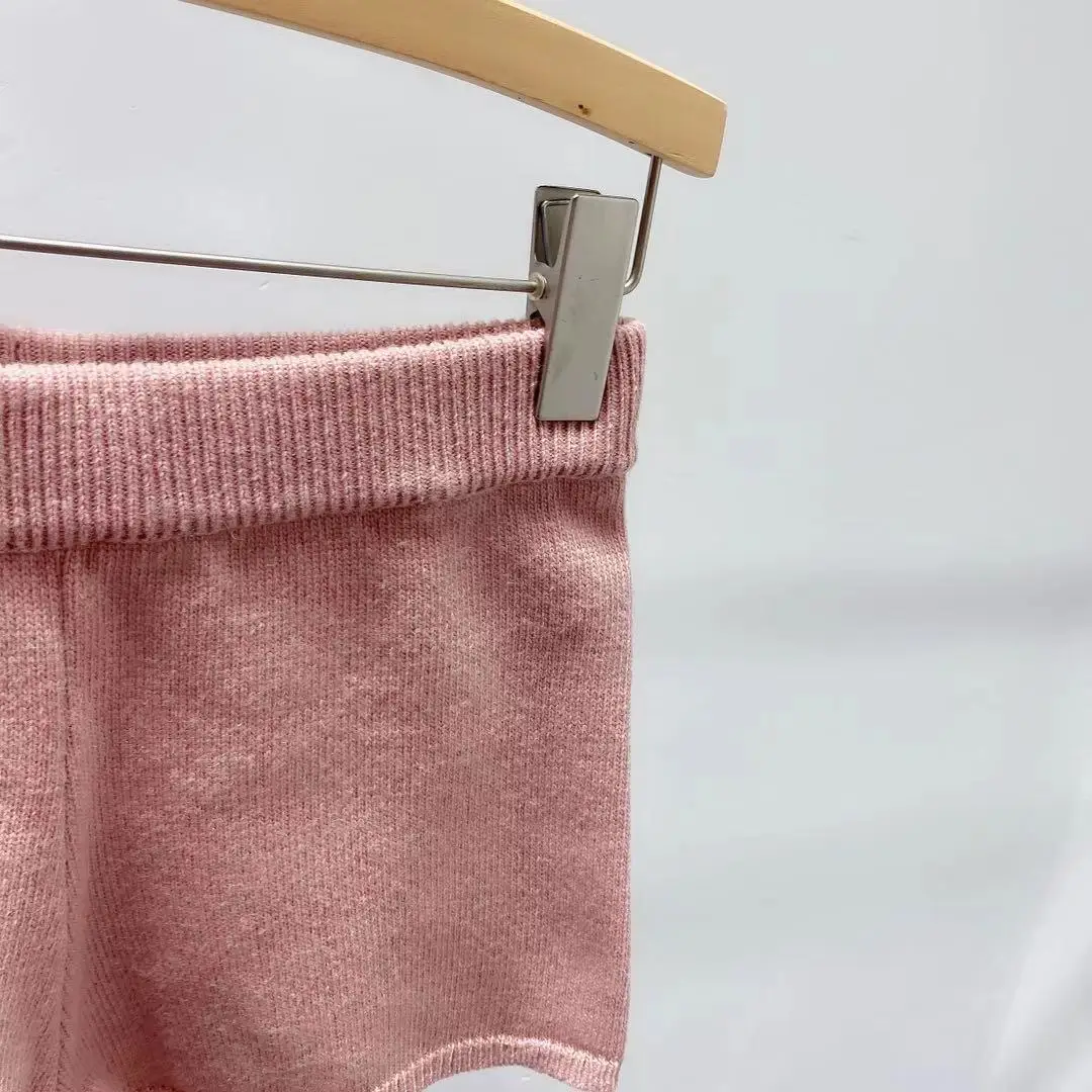 

Женские трикотажные шорты на раннюю осень, розовые повседневные Простые Женские шорты с эластичным поясом, новинка 2021