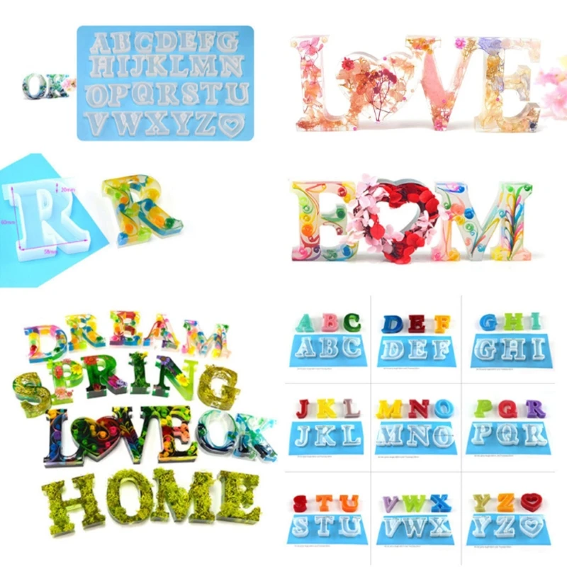 

26 Capital English Letter Resin Casting Molds Kit 3D Alphabet Keychain Pendant Resin Silicone Molds Jewelry Making Tools