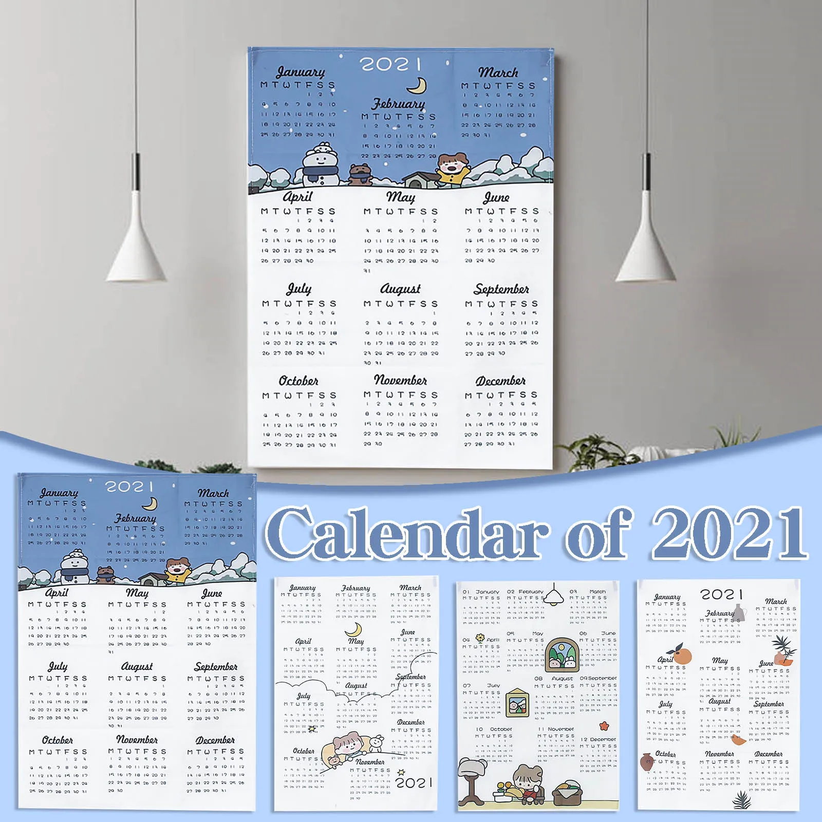 

2021 Calendar Tapestry Boy Girl Bedroom BackgroundCloth Wall Decoration Home Decoration Accessories Gift For Kids Room Ornament