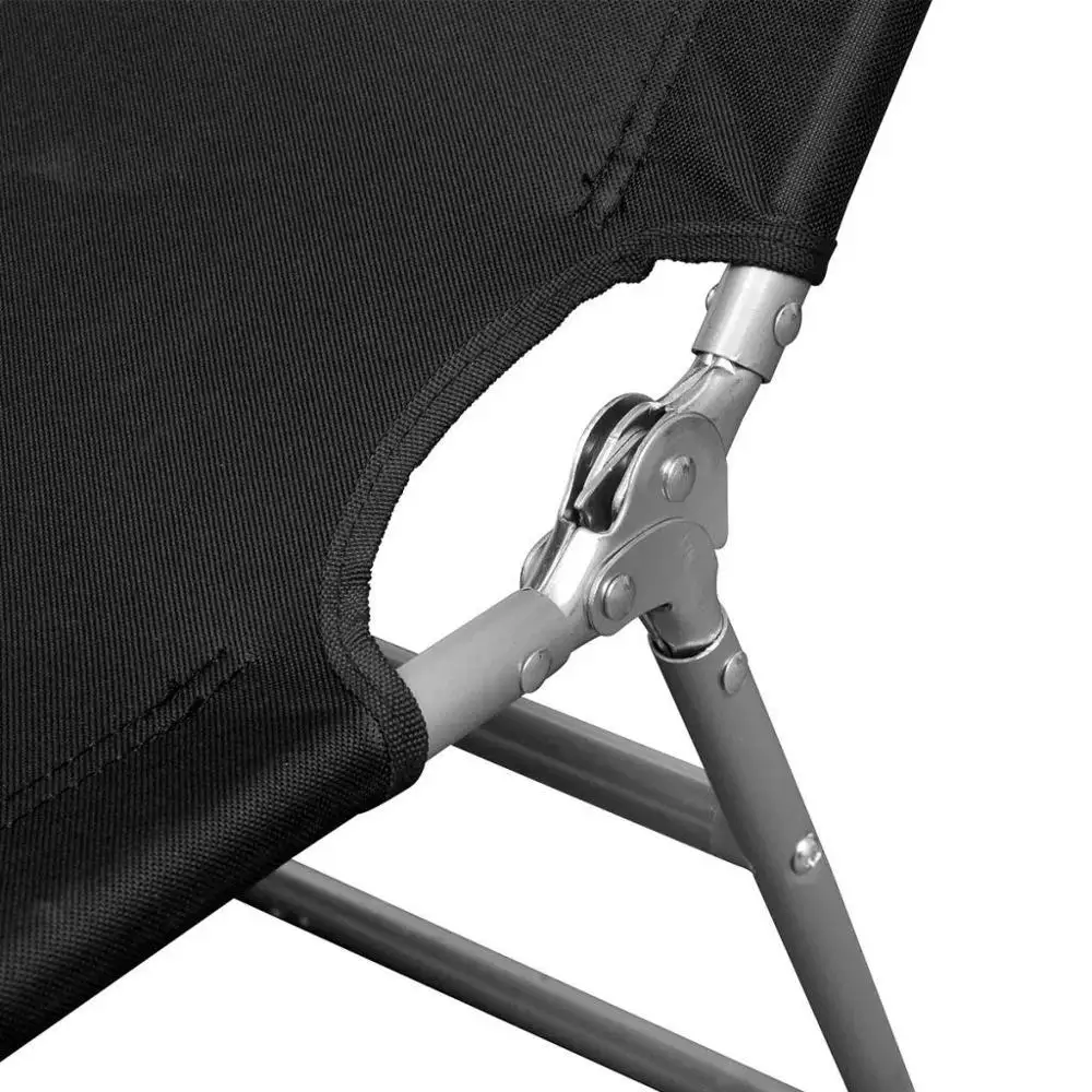 

AU WarehouseFurniture Folding Sun Lounger with Head Cushion Powder-coated Steel Black
