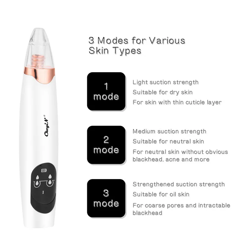 

Electric Blackhead Remover Face Nose Pore Vacuum Suction Black head Acne Comedo Extractor Rechargeable Beauty Skin Care Tools 45