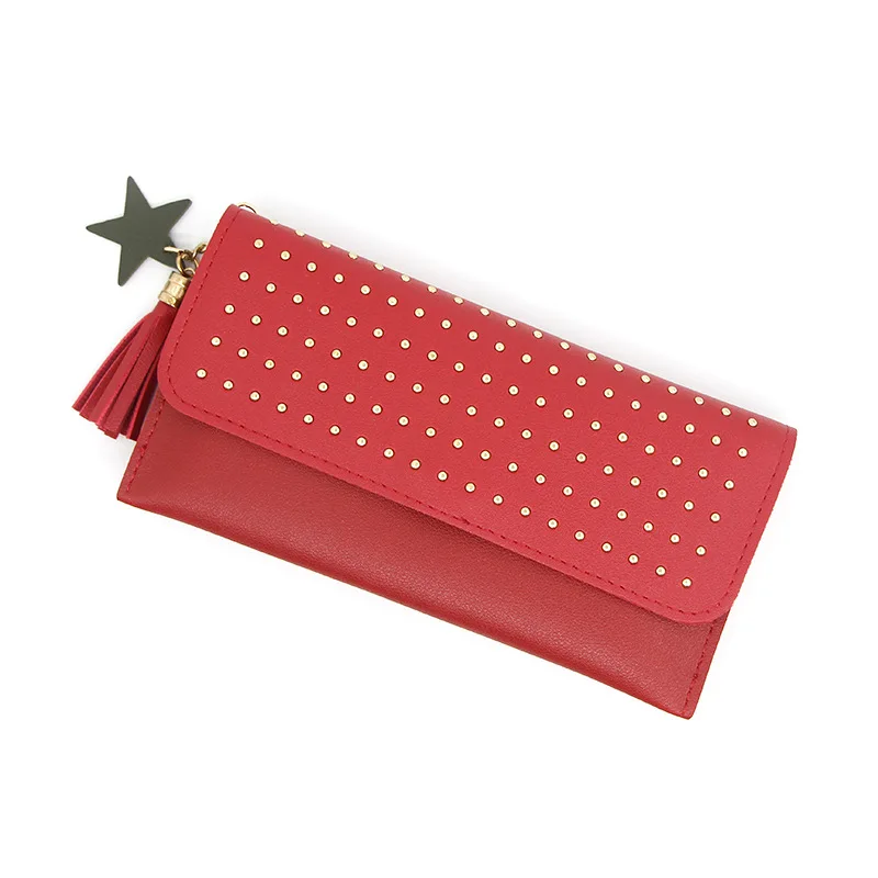 2021 New European and American popular retro simple riveted wallet women's long wallet women's wallet zero wallet  slim wallet
