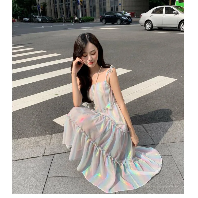 Elegant colorful spaghetti stap chiffon dress ruffles sleeveless off shoulder ladies party dresses Fashion plus size HH227 | Женская