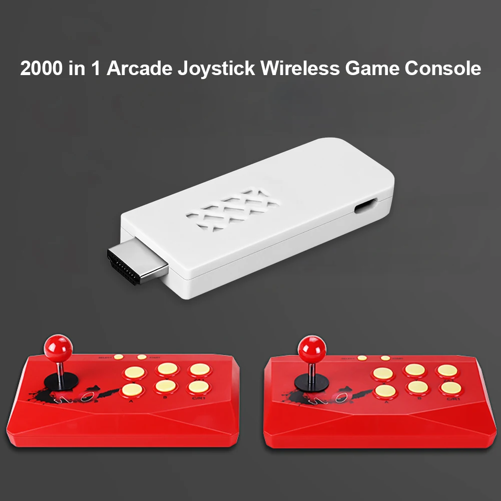 

2021 Mini Video Game Console w/ 2 Wireless Arcade Fight Stick Compatible Output Wireless Gamepad Vibration Controle