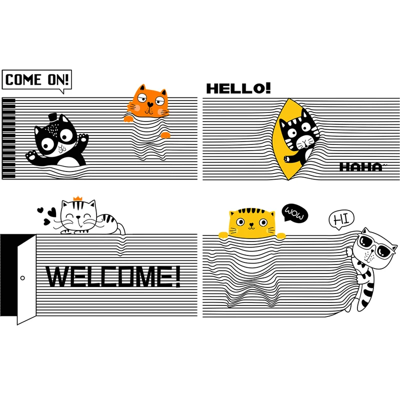 

Personality Cat Wall Stickers Dormitory Bedroom Decoration Creative Wall Art Decals DIY Vinyl Wallpaper Self-adhesive Murals