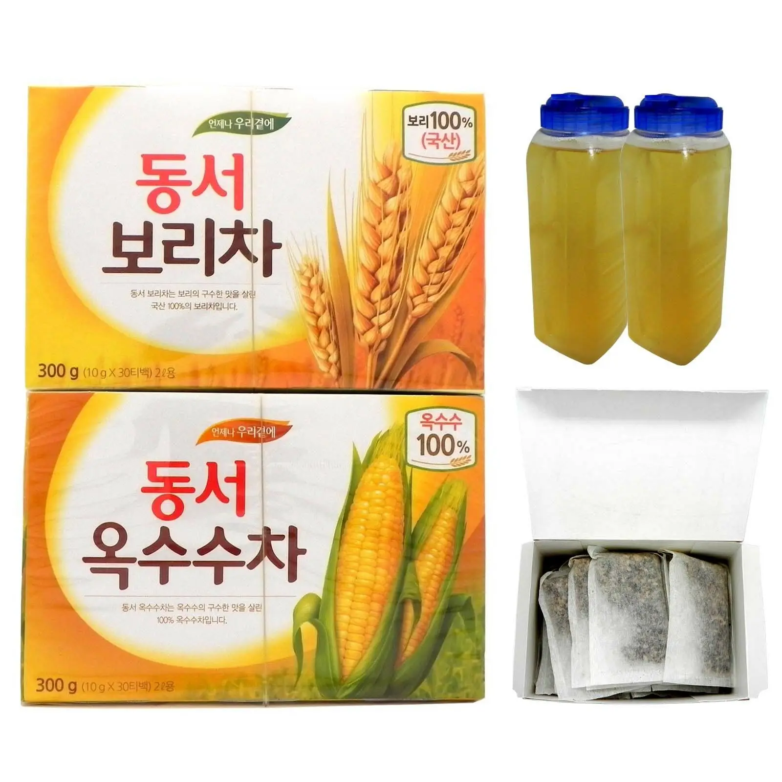 Korean 100% Corn Tea, PURE Barley Tea - 60 Teabag (30T x 2Box = 600g) Family Tea