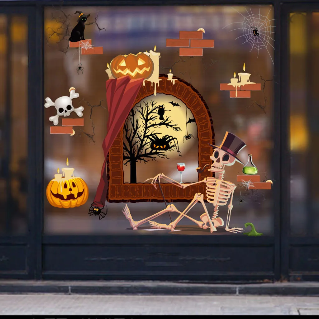 Хэллоуин стены Стикеры тыквы ведьма череп окна Гостиная для свадебного зала