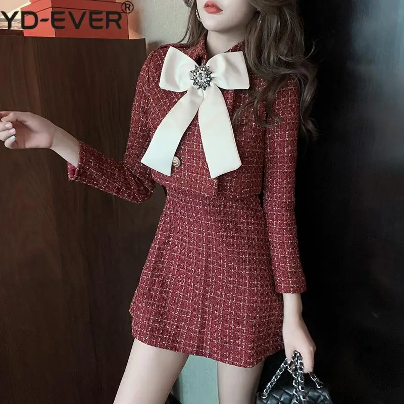 Женский элегантный твидовый костюм в клетку комплект из двух предметов женская