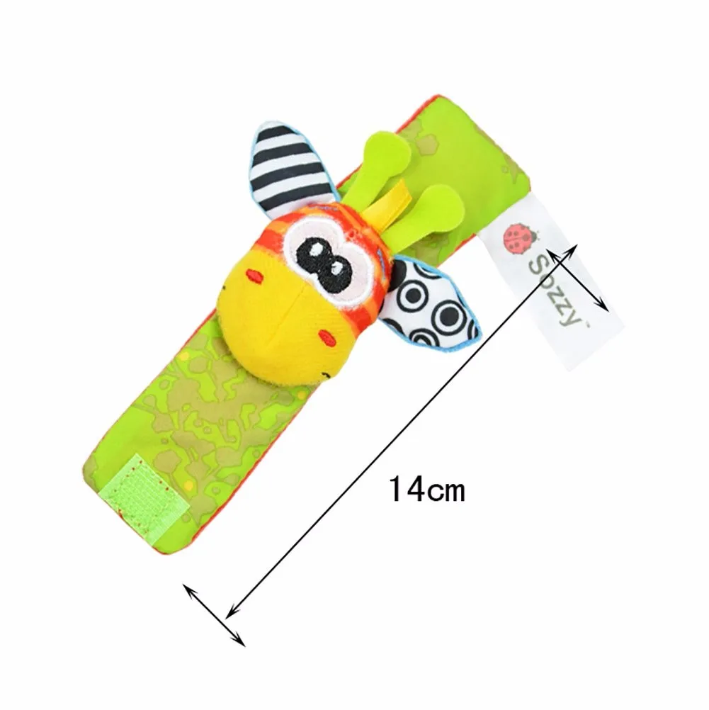 pudcoco Newborn Baby Infant Boys Girls Cartoon Soft Rattles Wristband Handbells Hand Foot Finders Socks Developmental Toys Gift | Детская