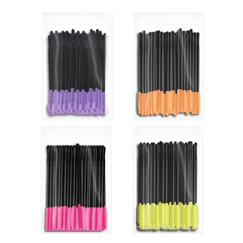 

50PCS Disposable Silicone Gel Eyelash Brush Comb Mascara Wands Eye Lashes Extension Tool Beauty Makeup Tool for Women