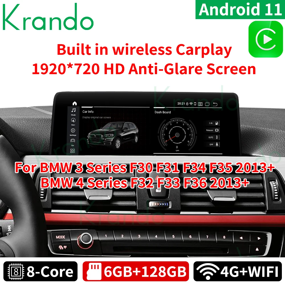 Автомобильный радиоприемник Krando плеер на Android 11 0 6 ГБ 128 10 25 дюйма для BMW 3 Series F30 F31 F34
