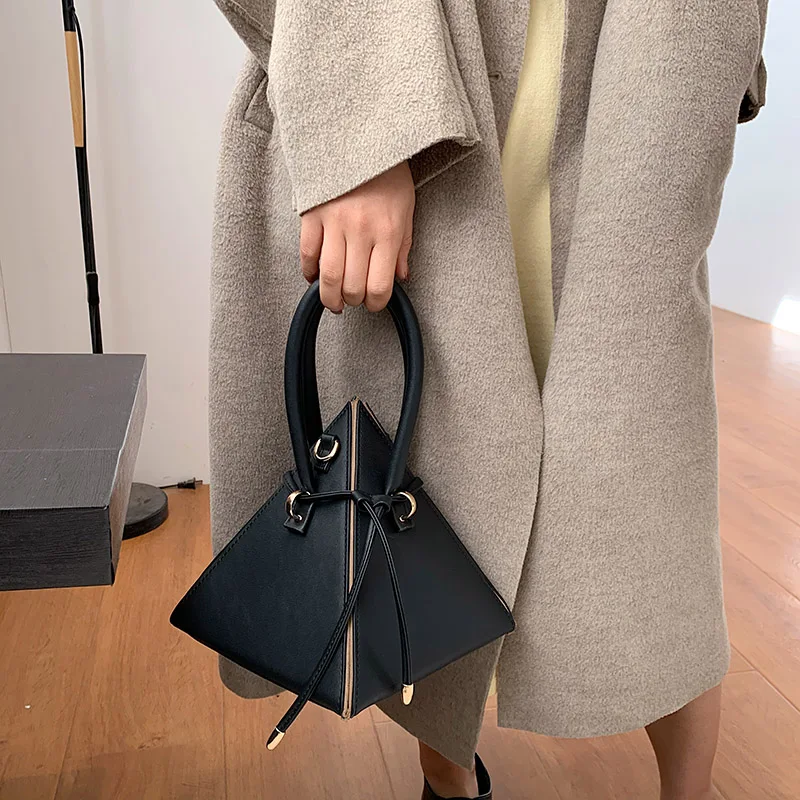 Треугольная модная мини-сумка через плечо из искусственной кожи для женщин