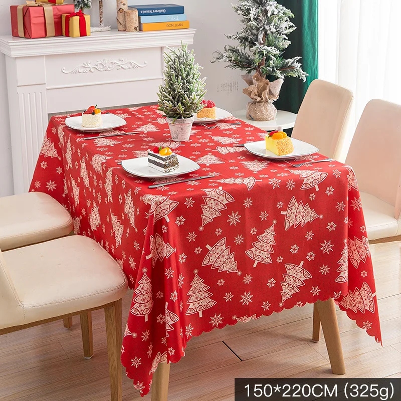 Christmas Tablecloth Christmas Series Printed Polyester Tablecloth Washable Christmas Tablecloth Red Festive Atmosphere Decorati