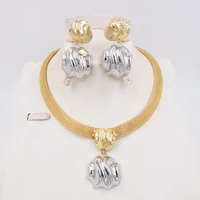 high quality ltaly 750 gold color jewelry set for women african beads jewlery fashion necklace set earring jewelry