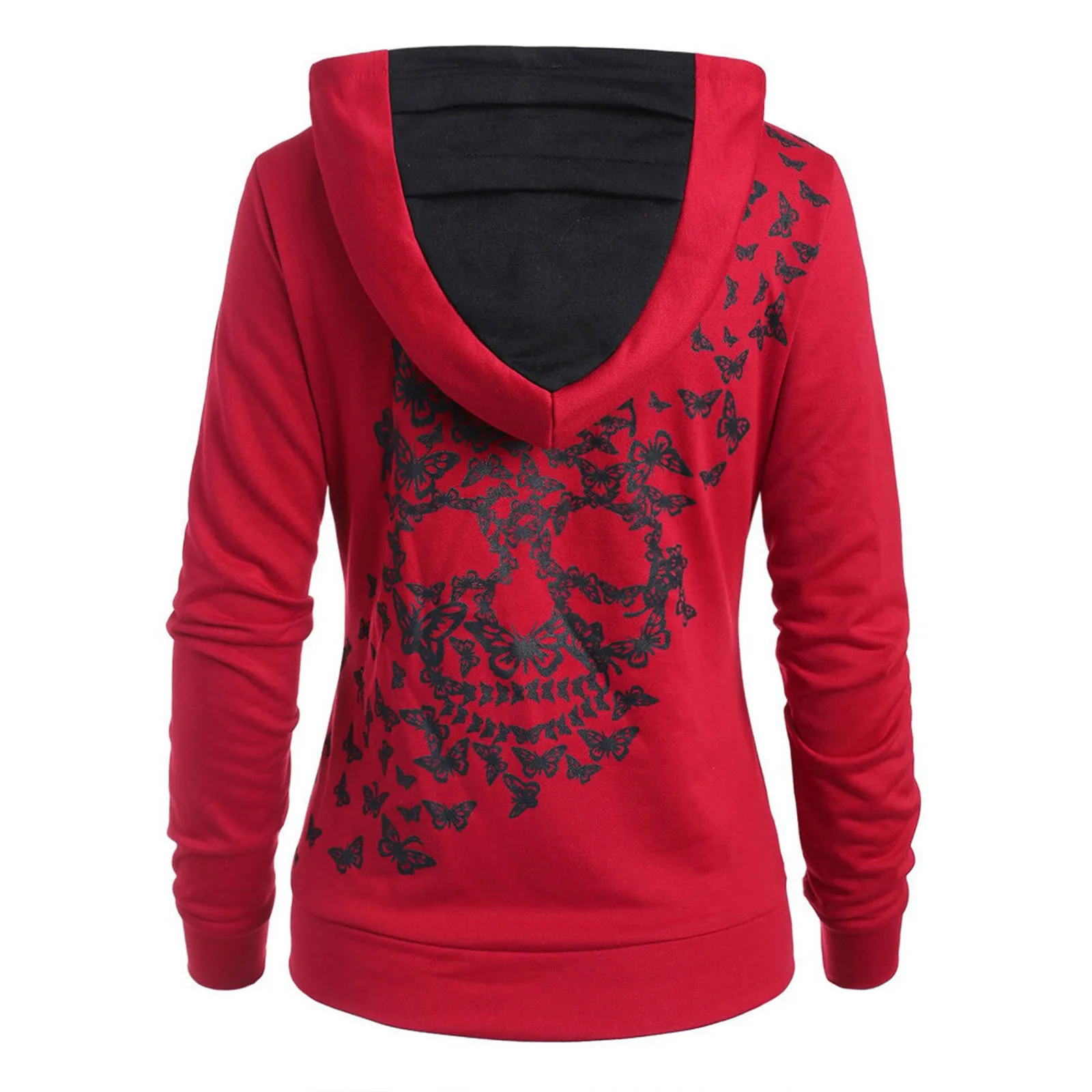 Womens Fashion Butterfl Skull Print Hoodie Sweatshirt Tops Sweatshirt Streetwear Women Oversized Hoodies Sudaderas Con Capucha