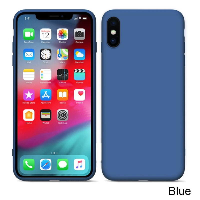 blue Однотонный силиконовый чехол для iPhone 6, 6s plus, 6, 6s, 7 plus, 8 plus, 7, 8, чехол для Apple, Xs Max, Xr, X, XS, чехол для телефона - Цвет: blue