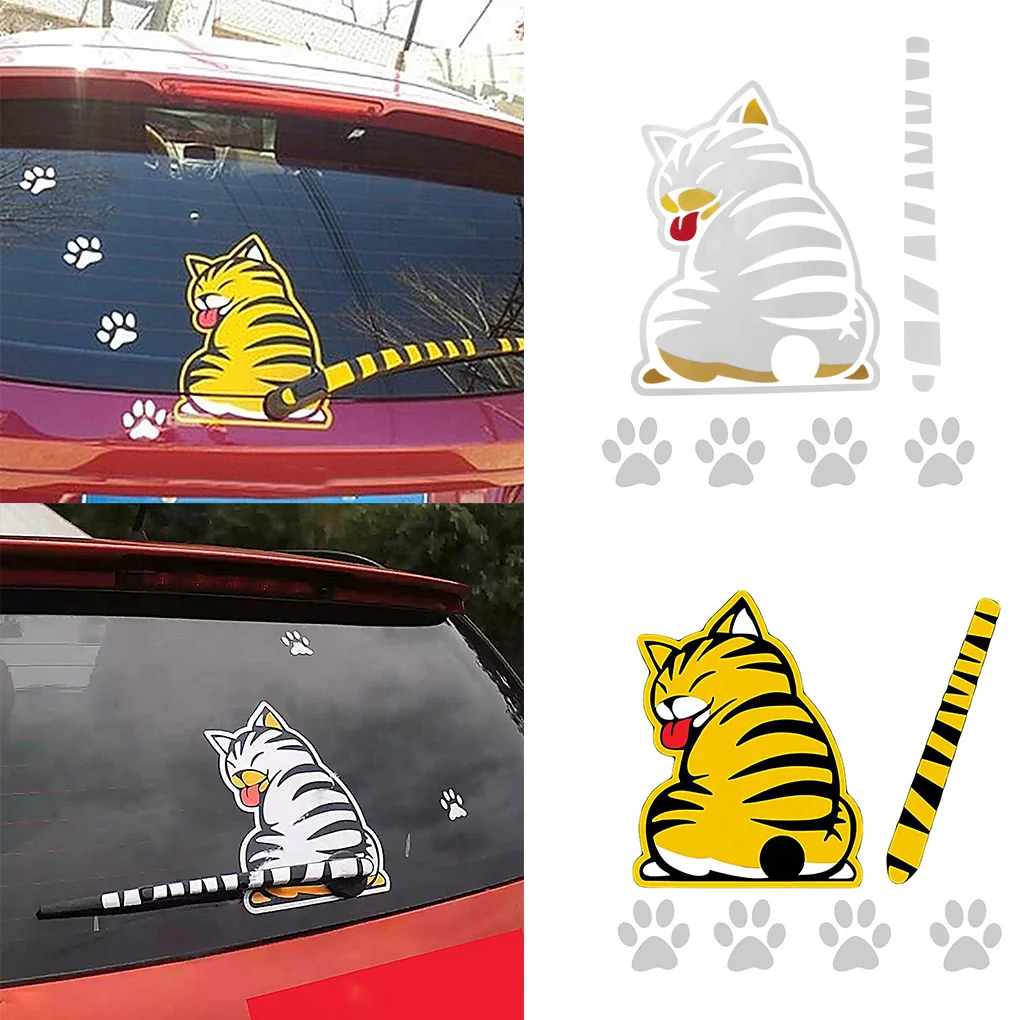Передвижной рисунок кошки автомобильная наклейка на заднее стекло