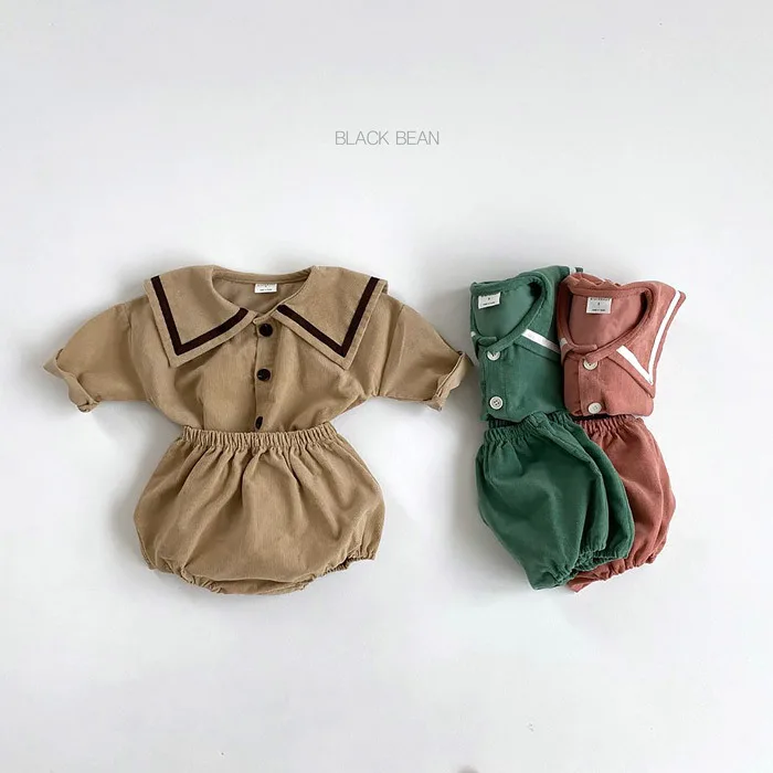 Комбинезон детский хлопковый с матросским воротником и шортами Осень-зима 2020 |