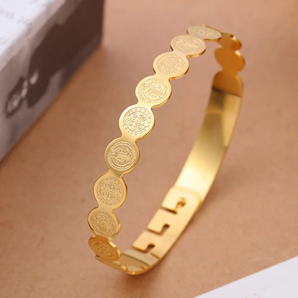 1 шт. золотой браслет из нержавеющей стали модный регулируемый с Иисусом модные