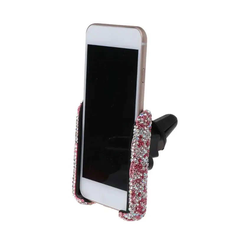 

Universal Blingbling Rhinestone Crystal Convenient Mini Car Dash Air Vent Automatic Adjustable Phone Holder XXFF