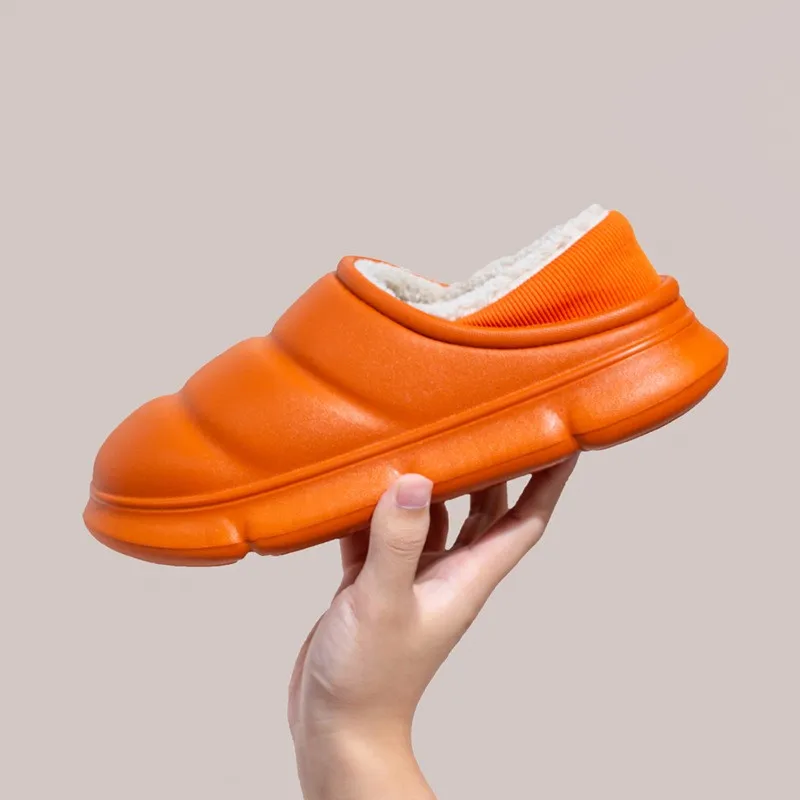 

Women Men Winter Warm Ankle Snow Boots Waterproof Furry Thick Soled Cotton Shoes Couples Home Indoor Ladies Boys Fur Slides