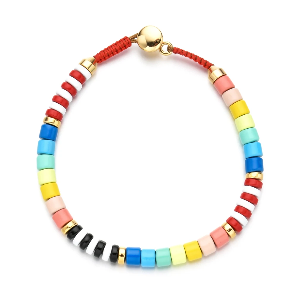 

New Pulseras Boho Bracelet Ethnic Style Female Bracelets for Women Girls Woven Color Series Rainbow Beads Tila Beaded Jewelry