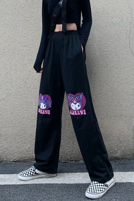 

Gothic Style Women's Casual Pants Harajuku Japanese Style Lazy Thin Legs Long Straight Leg Pants Men And Women Streetwear