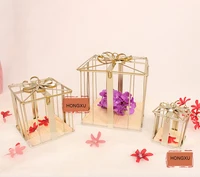 3pcs set creative bird cage wrought iron decorative wedding supplies dessert display stand gift box pre function area decoratio