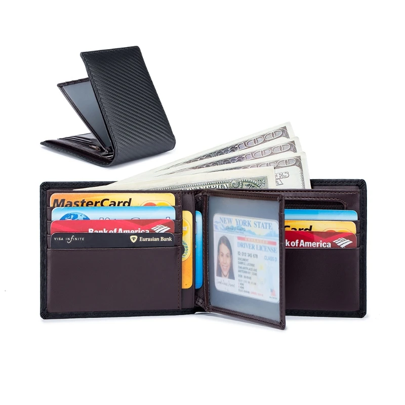 

Mens Slim Minimalist Front Pocket Wallet ID Window Card Case RFID Blocking