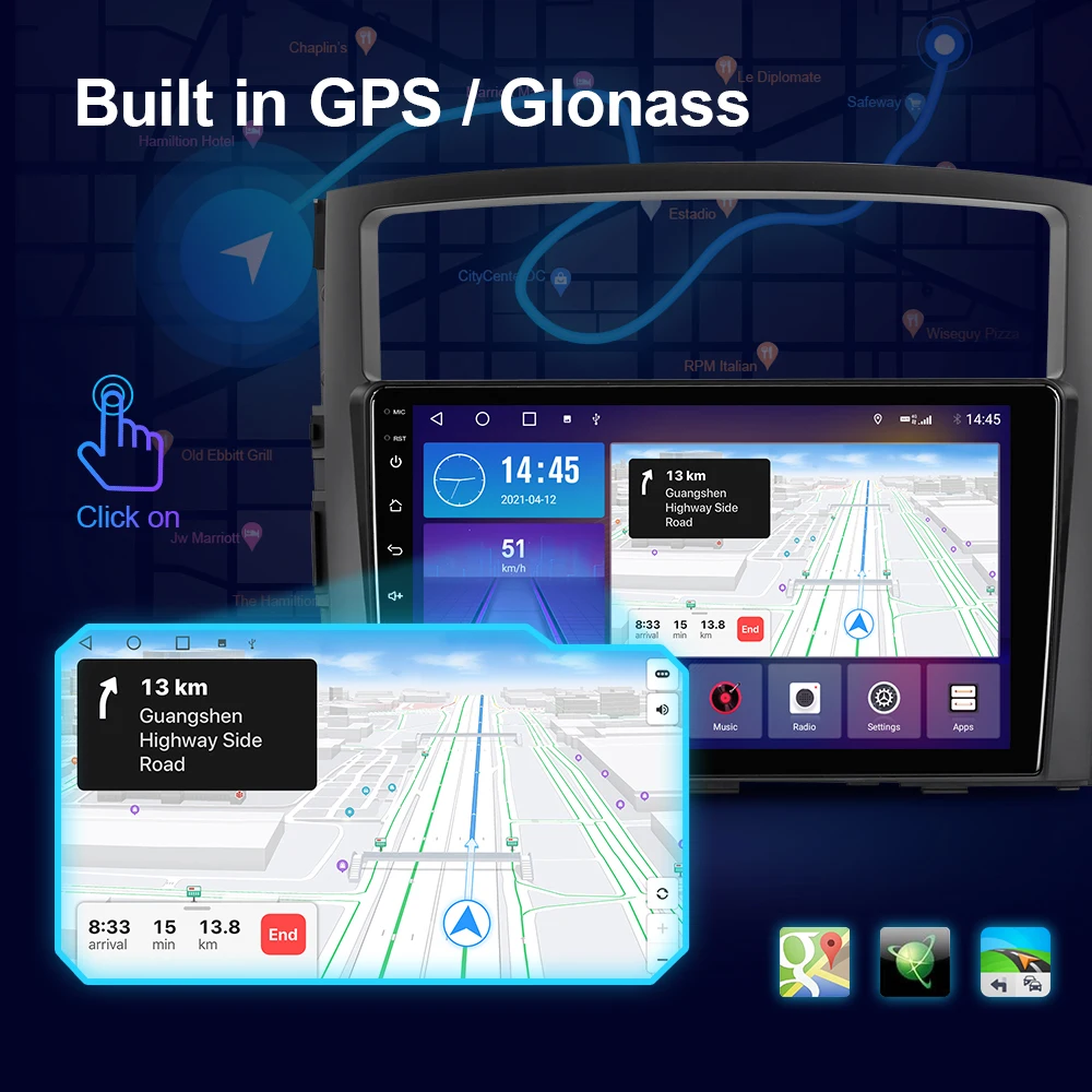 $74.37 EBILAEN Multimedia Car Radio For Mitsubishi Pajero 4 V80 V90 2006-2014 Android 10.0 GPS Navigation Wireless Carplay QLED Camera