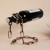 creative suspended iron chain wine rack metal chain hanging red wine bottle holder bar cabinet display stand shelf home decor