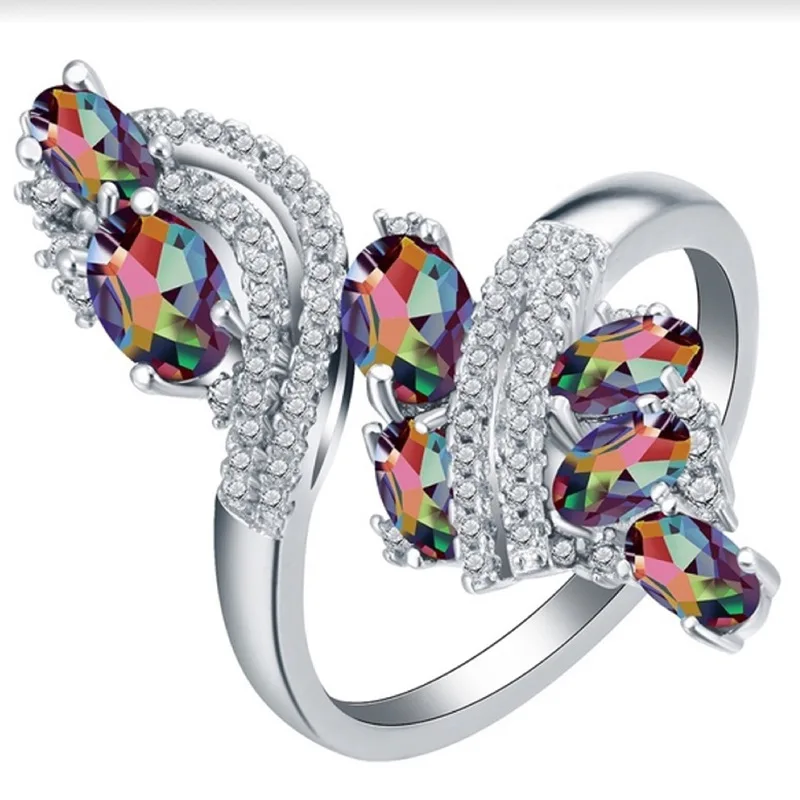 Роскошные Красочные Стразы Женские аксессуары кольца для женщин свадебные