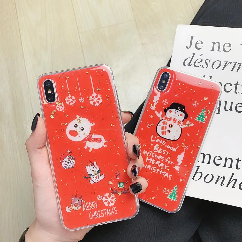 Рождественские подарки на Новый год глянцевый чехол для телефона iphone X/XS MAX XR 6/6S Plus