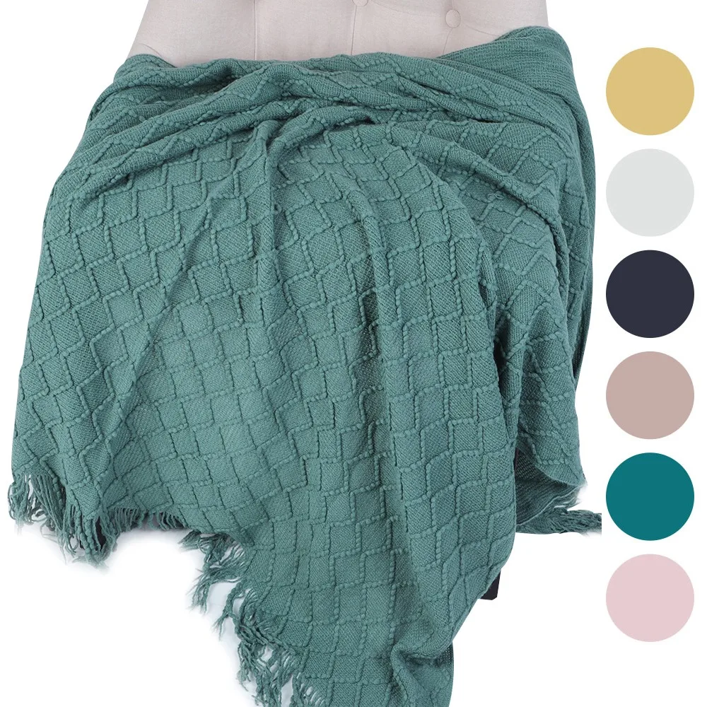 

Soft Winter Bed Linen Sofa Cover Bedspread Home Decor Drop Shopping Knitted Throw Blankets For Beds with Tassel