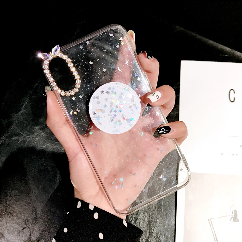 

fashion Diamond Bracket function Phone Cover Case For Iphone X 11 pro Xs Max Xr 10 8 7 6 6s se 4.7 Plus Luxury Soft Coque Fundas