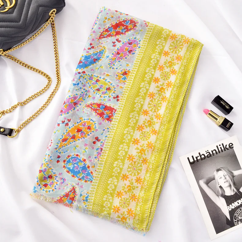 Женский Длинный шарф KYQIAO осенне-весенний винтажный этнический с принтом в